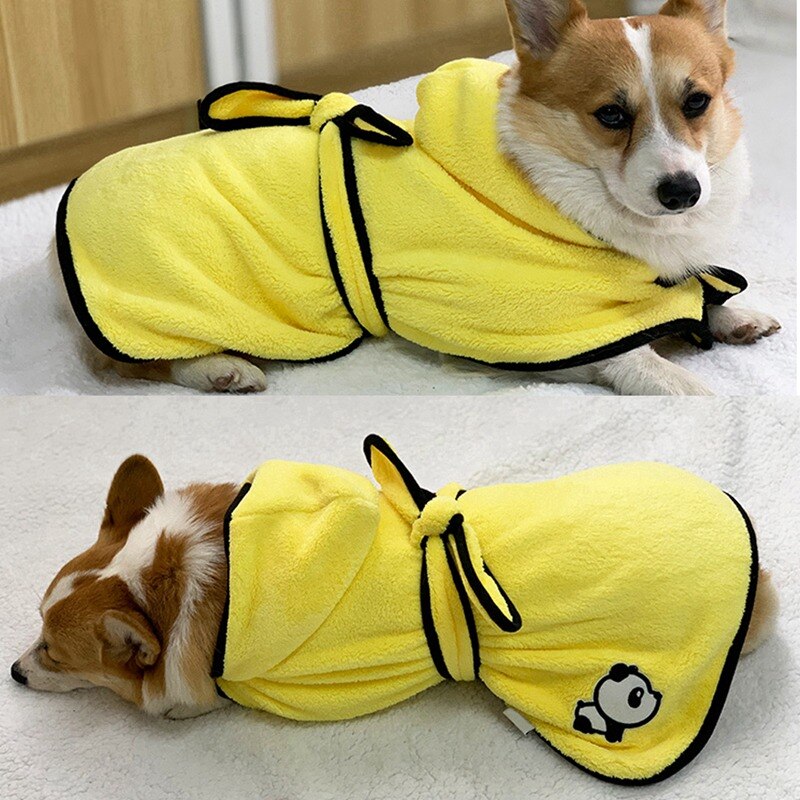Mascotas bordado Albornoz de tejido polar Coral absorbente cálido y cómodo ropa de casa estilo cabo mascota Albornoz