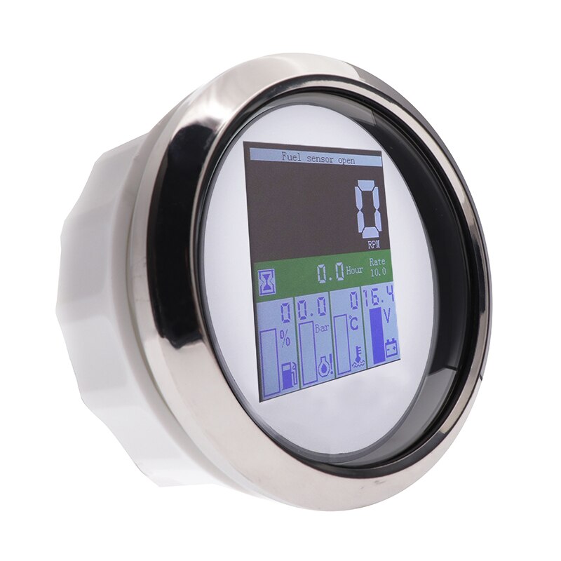 85mm TFT 5 in 1 Multi-functional Gauge Digital Tachometer 9-32V Hours Fuel Level Water Temp Oil Pressure Meter 0~9999 RPM Alarm