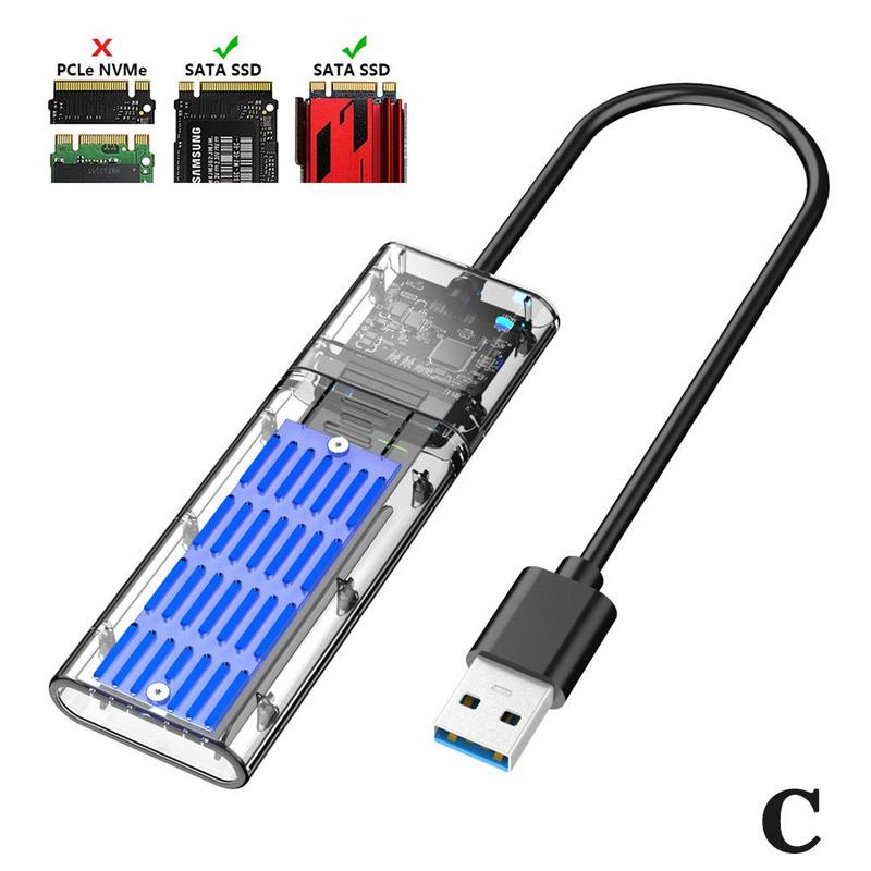 M2 SSD Box NVME/SATA Box M.2 To Type-C SSD Adapter Transparent SATA Key For NVME Disk Hard PCIE Box NGFF M/B Box SSD Disk W5C6: C