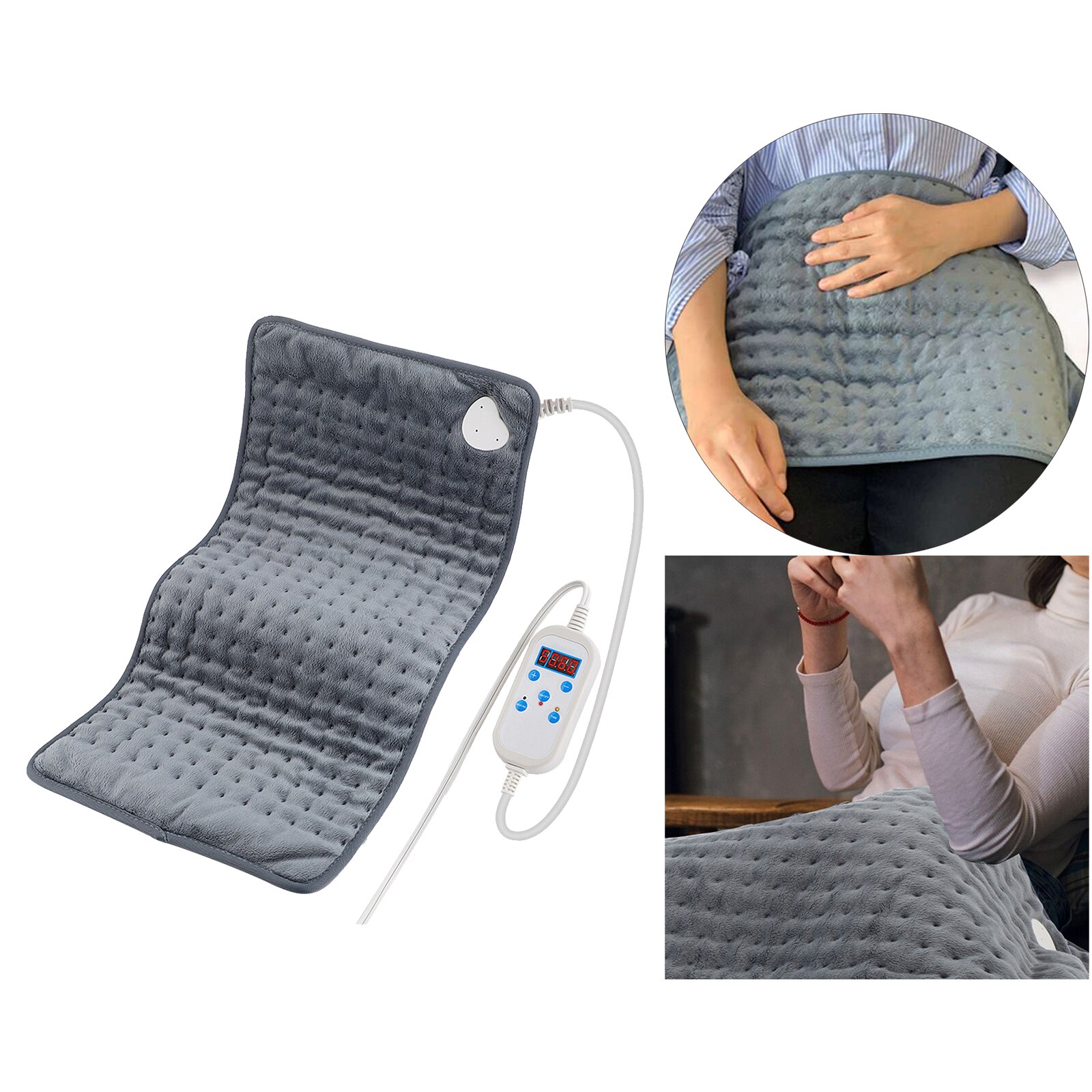 Coussin chauffant électrique en flanelle douce, 4 réglages de température, minuterie d'arrêt automatique pour la Relaxation du corps entier, du cou et des épaules, 24x12 pouces