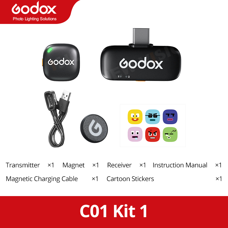 NEUES Godox C01 kabelloses Lavalier-Mikrofon für iPhone und Android, 200 m Reichweite, Geräuschunterdrückung, 27-H-Akku für Fotografie, Vlog: verrotten
