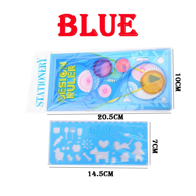 Stationery Ruler Color Painting Supplies Drafting Tool Art Drawing Template for Child Ten Thousand Flower Magic Ruler: Blue Combine