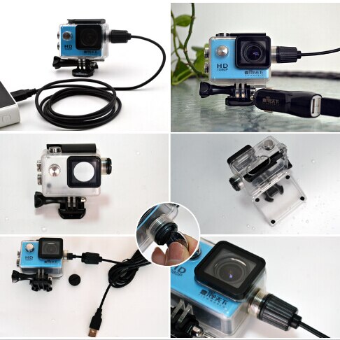 Camera Accessoires Waterdichte Case Charger Shell Usb Kabel Voor Sjcam SJ4000 Air Sj9000 C30 C30R Eken H9R Voor Motocycle Clownfish