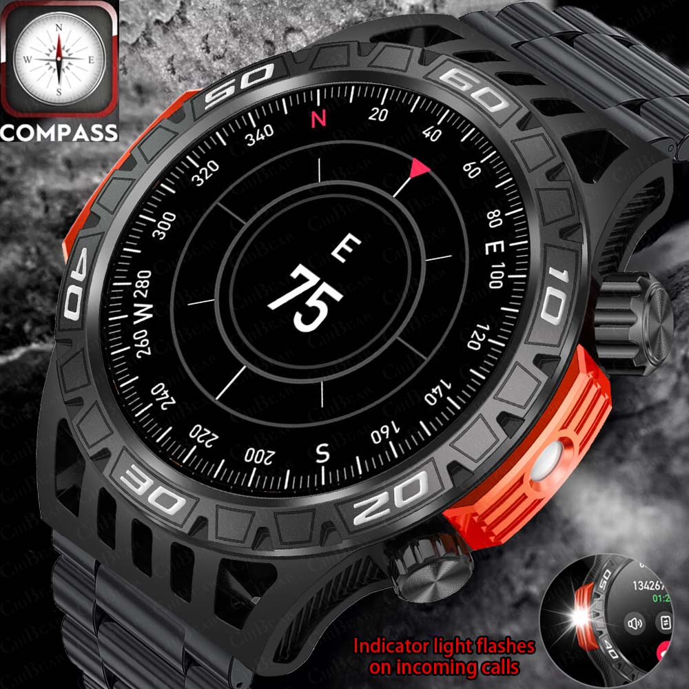New Sports Smart Watch Men con illuminazione a LED Health Tracker Compass Ultra Long Standby Bluetooth Call SmartWatch per Android IOS