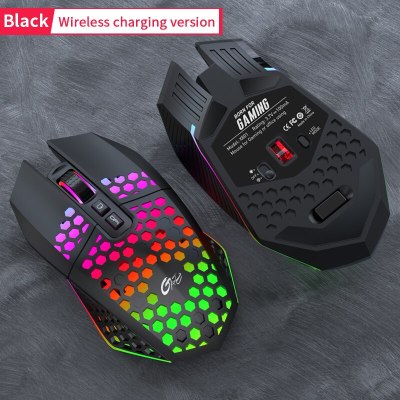 Honeycomb Hollow Ergonomically USB Wireless 8 Buttons Gaming Mouse Three-stage DPI RGB Gaming Mouse X801 Charging Mice