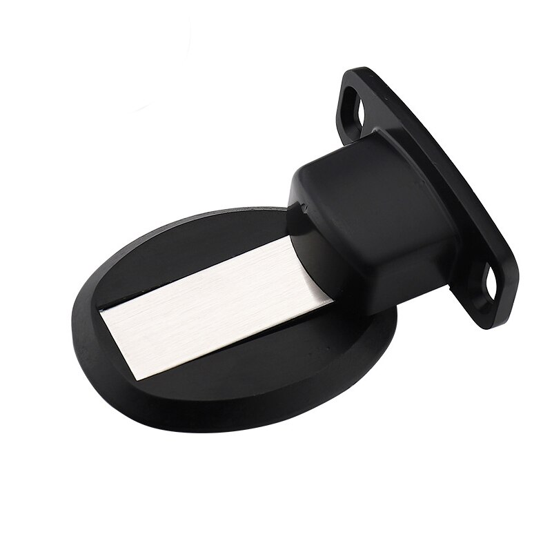 Powerful Magnetic Door Stopper Doorstop Wall Floor Mount Stainless Steel Safety Door Holder Stopper Home Hardware: square 6 black