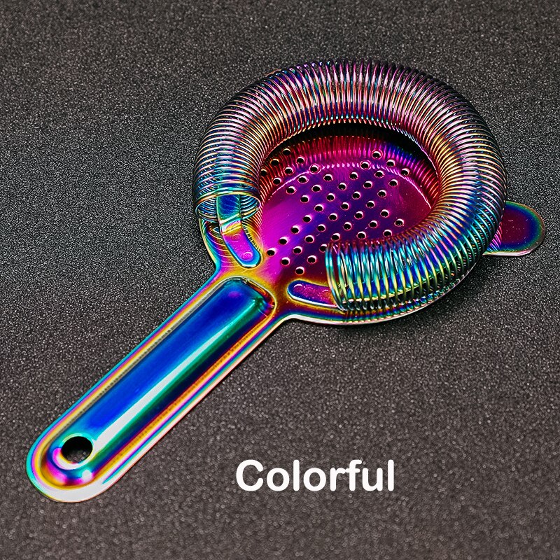 Colador de barra de acero inoxidable, colador Hawthorne, artículos de Bar, colador de cóctel con 2 puntas estabilizadoras: Colorful