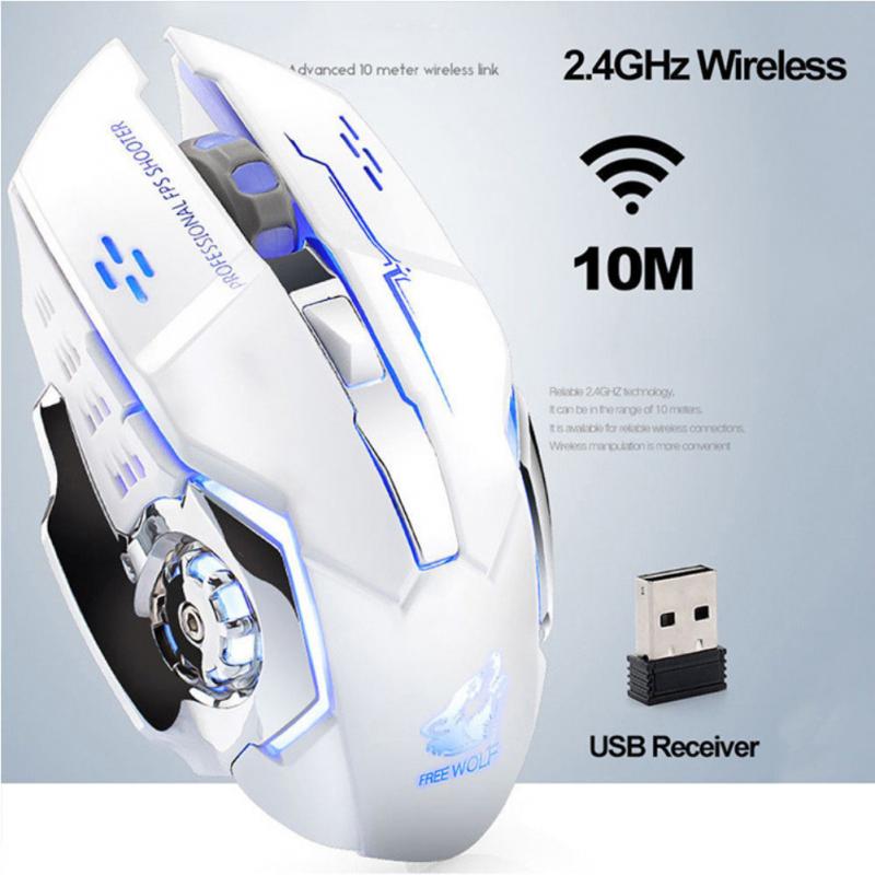 Hot Ricaricabile X8 Wireless Silenzioso Retroilluminato A LED USB Ottico Ergonomico Gaming Mouse Del PC Mouse Del Computer Per Imac Macbook Pro/del computer portatile