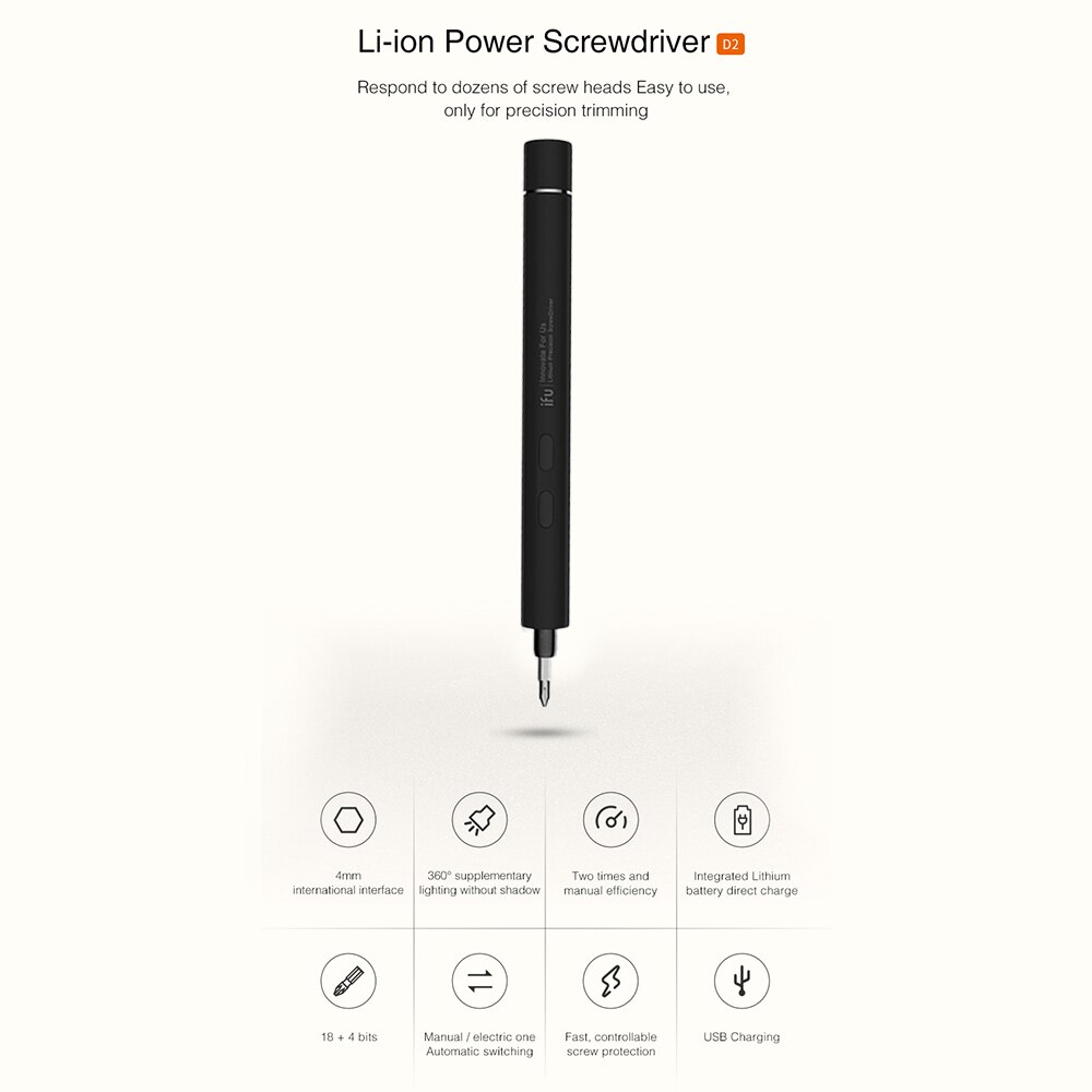 Electric Screwdriver 18 Screwdriver Bits Gray White USB Charging Precision Mini Electric Cordless Magnetic Screw Driver Repair