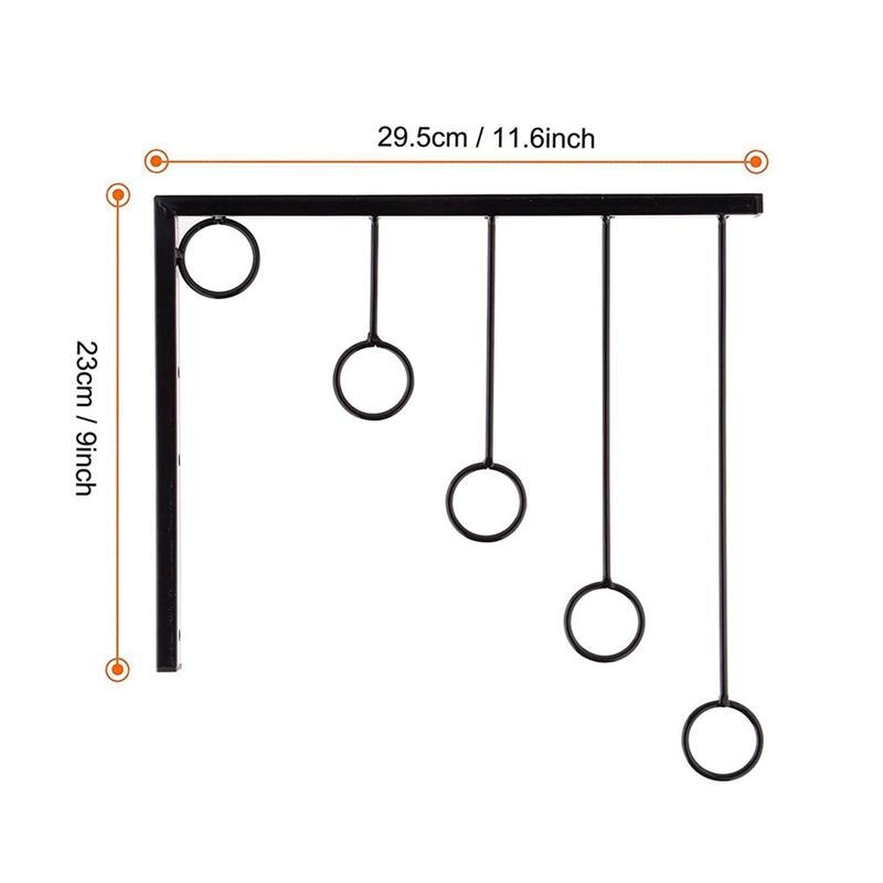 Perchero de hierro para ropa, perchero con 5 anillos para colgar en la pared