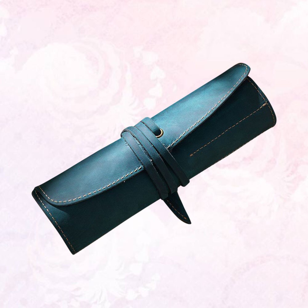 Leren Pennen Etui Houder - Vintage Retro Rolmodel - Voor Rollerball, Vulpen, Balpen: Hemelsblauw