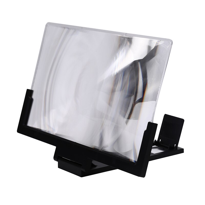 1pc 14 pouces Mobile 3D lentille écran de film agrandir 3X loupe support pliant support de téléphone pour téléphones mobiles universel en plastique: Black