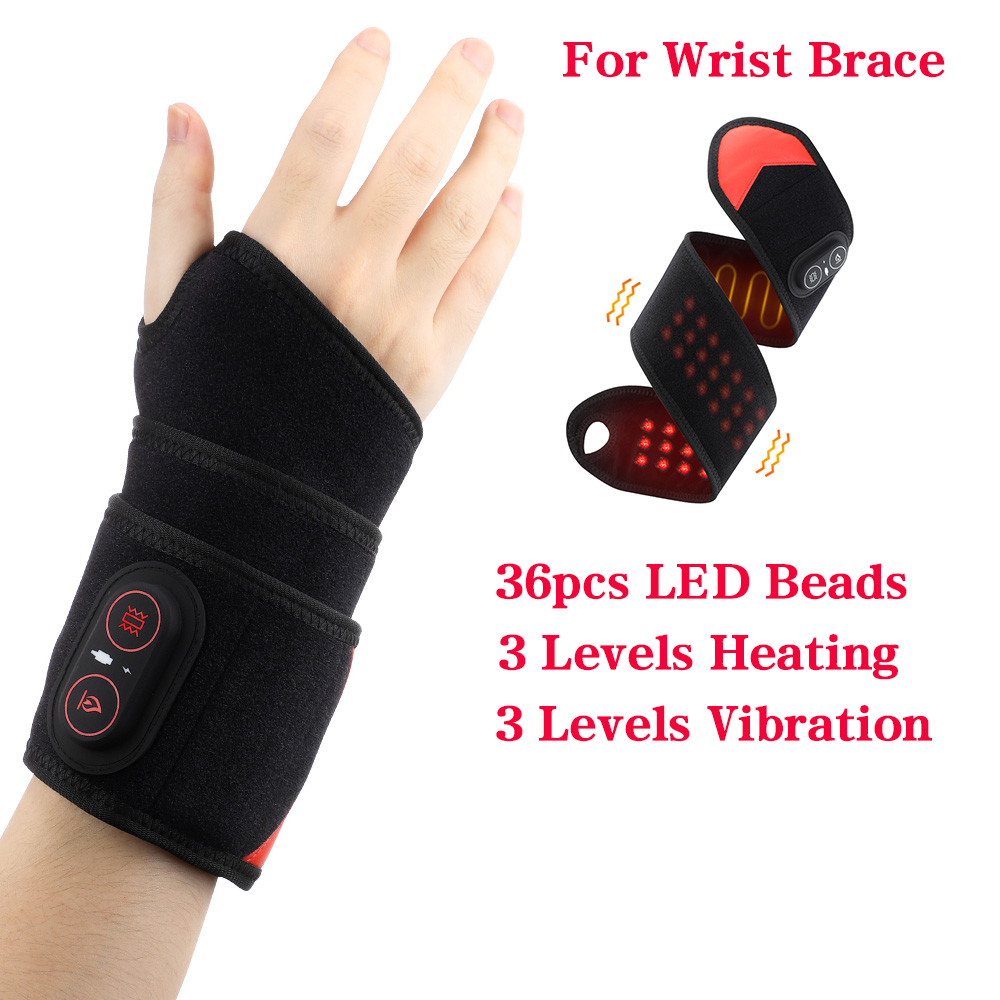 Rood licht draadloze enkelmassageapparaat Polsbandages Steunbrace Enkelverwarmingskussen Verwarmde hand- en voettrillingsmassageriem: Zilver