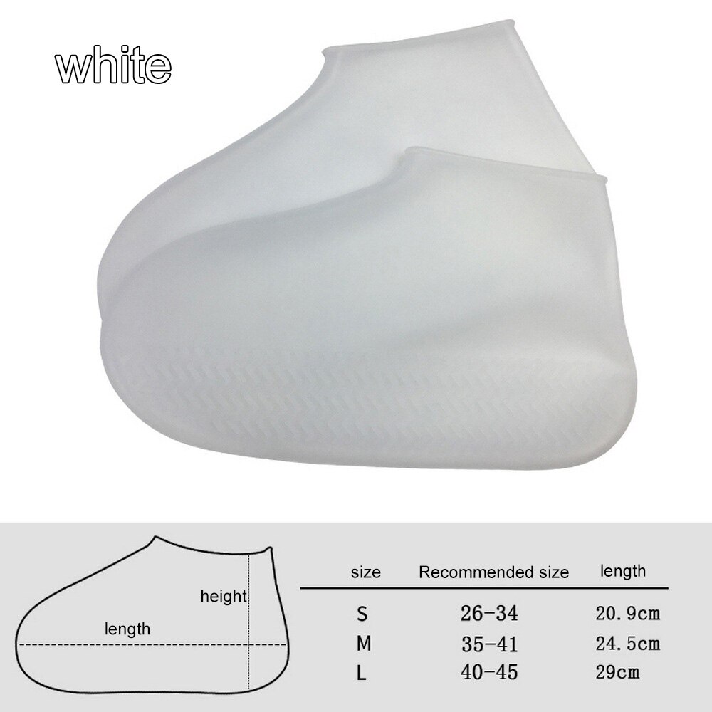 Outdoor Waterproof Shoe Covers Women Sport Shoe Cover Thermal Mountain Bike Waterproof Men Overshoes Protector 3 Size Cycling: White / L