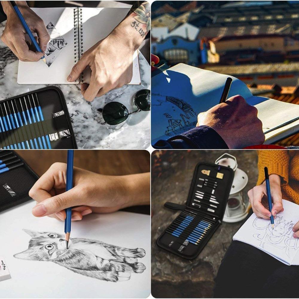 Maleri værktøj sæt skitse blyant sæt skitse blyant tegning håndværk studerende graffiti papirvarer kunstartikler kunstner 24 stk