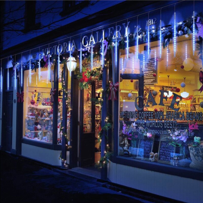 Tira de luces LED impermeables para decoración navideña, tira de luces LED de lluvia de meteoros para exteriores, jardín, calle, 30cm/50cm