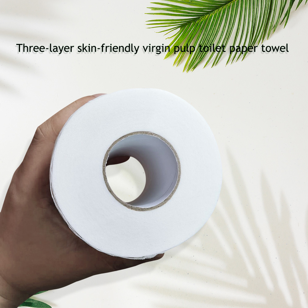 1 Roll Paper Tissue 3 Layers Raw Wood Pulp Napkin Skin Friendly Home Rolling Paper Household Bathroom Toilet Paper Cleaning Item
