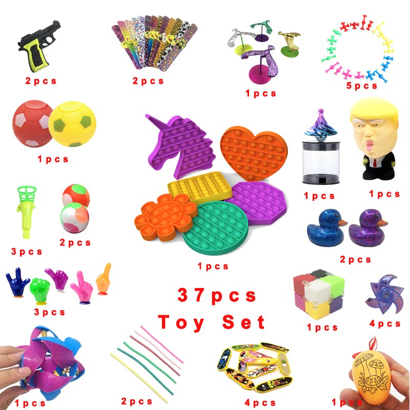 37 Stck Pack Zappeln Sensorischen Spielzeug einstellen betonen Linderung Spielzeug Autismus Angst Pop blasiert Spielzeug Für freundlicher Erwachsene
