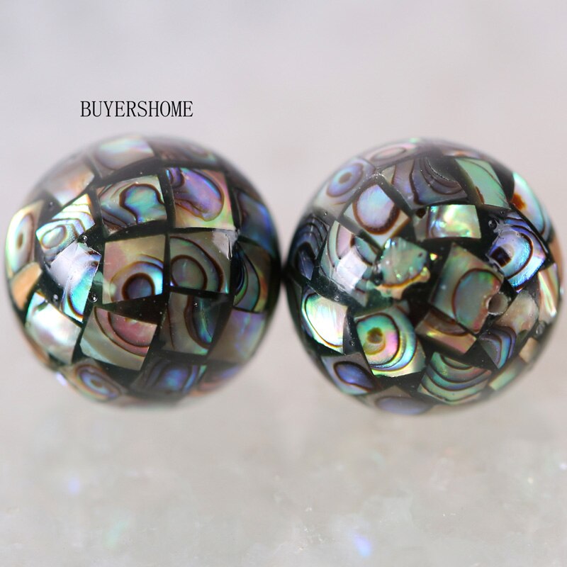 Ball 10MM 12MM 14MM 16MM 18MM 20MM Natural Blue Zealand Abalone Shell Loose Bead 2Pcs RK077-082: 20MM