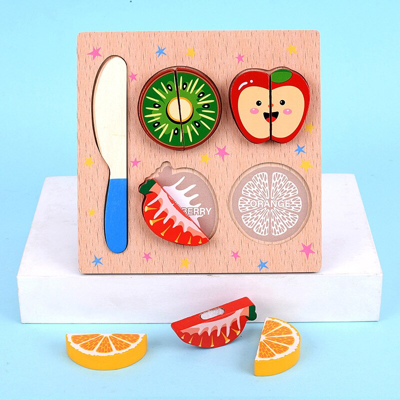 Baby toy wooden cutting of fruit and vegetables dessert puzzle kitchen toy children pretend play cooking educational toy girl: Wt519