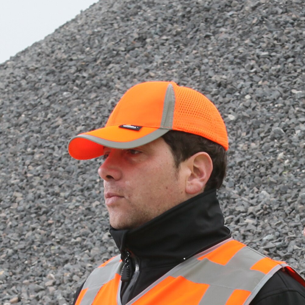 Men's Outdoor Cap Reflective Baseball Hat Structured Safety Orange or Yellow Moisture Wicking Structured Hat: Orange