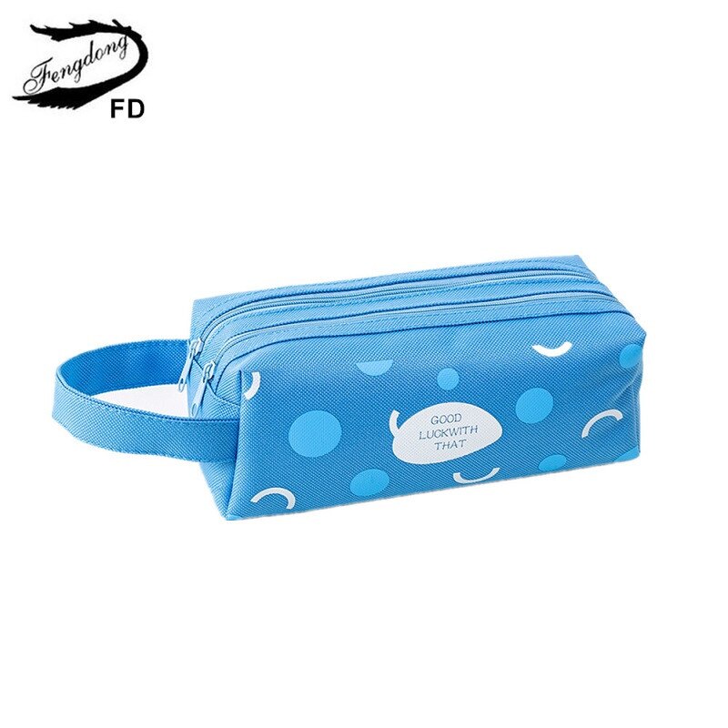 Fengdong Kids School Stationery Bag For Girls Boys Large Capacity Portable Pen Bag Children School Pencil Case School Supplies