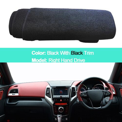 Car dashboard Cover For Ssangyong Tivoli LHD RHD Auto Dash Board Mat Protective Pad Carpet Sunshade: RHD Black