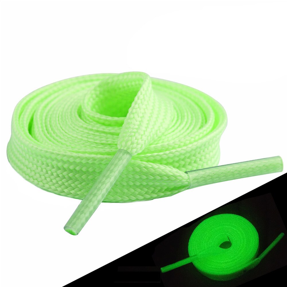 1 Paar Lichtgevende Schoenen Veters 100/120Cm Lengte 1Cm Breed Klassieke Effen Kleur Sport Laarzen Platte Schoenveter schoenen Tackles: Fluo Green / 100cm