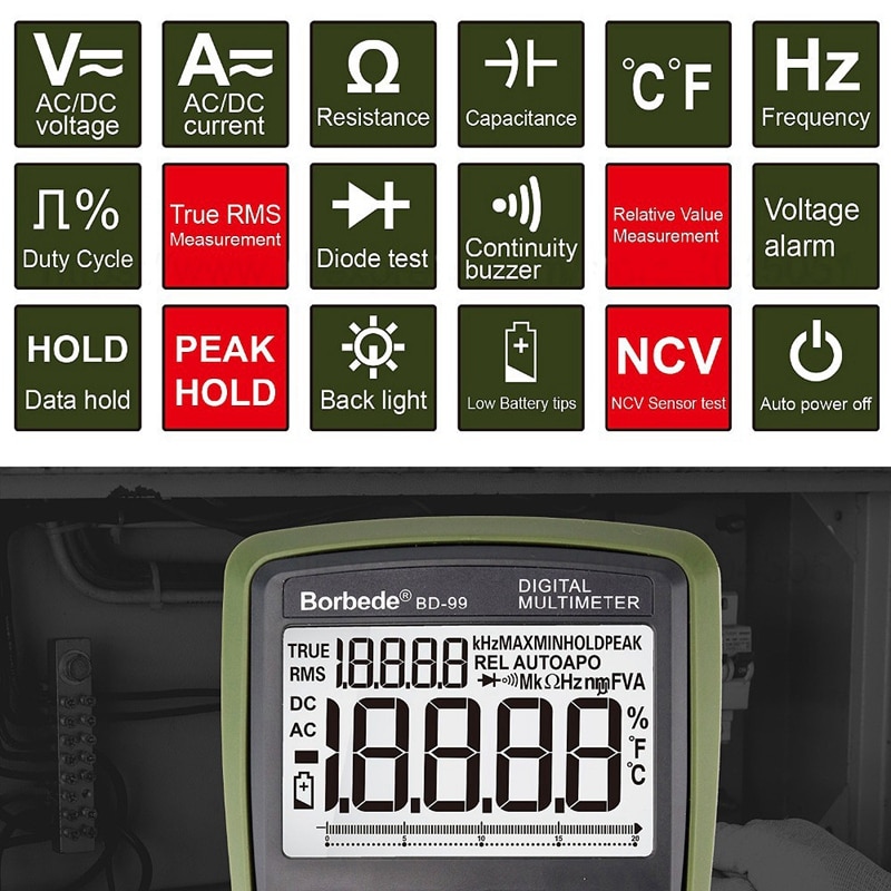 Digitale Multimeter,AoKoZo T28B Multitesters,6000 telt,TRMS