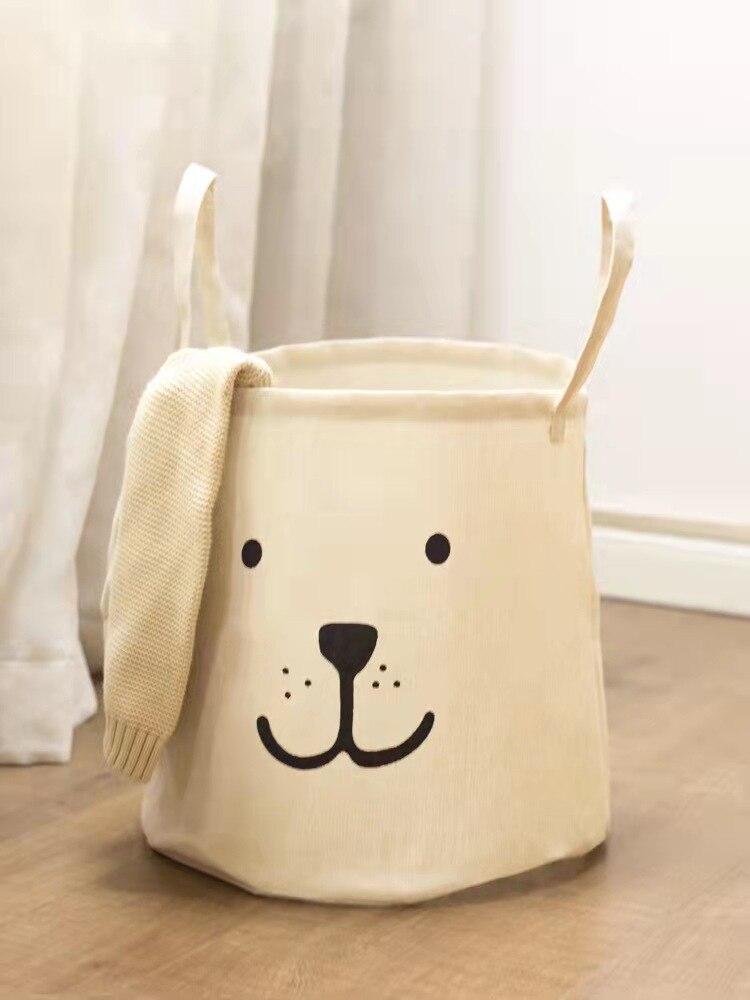 Håndholdt stor skittentøyskurv kurv bag tegneserie nydelig klær oppbevaring fat klær barn leke diverse arrangør oppbevaringskurv: 35 x 35 hvite