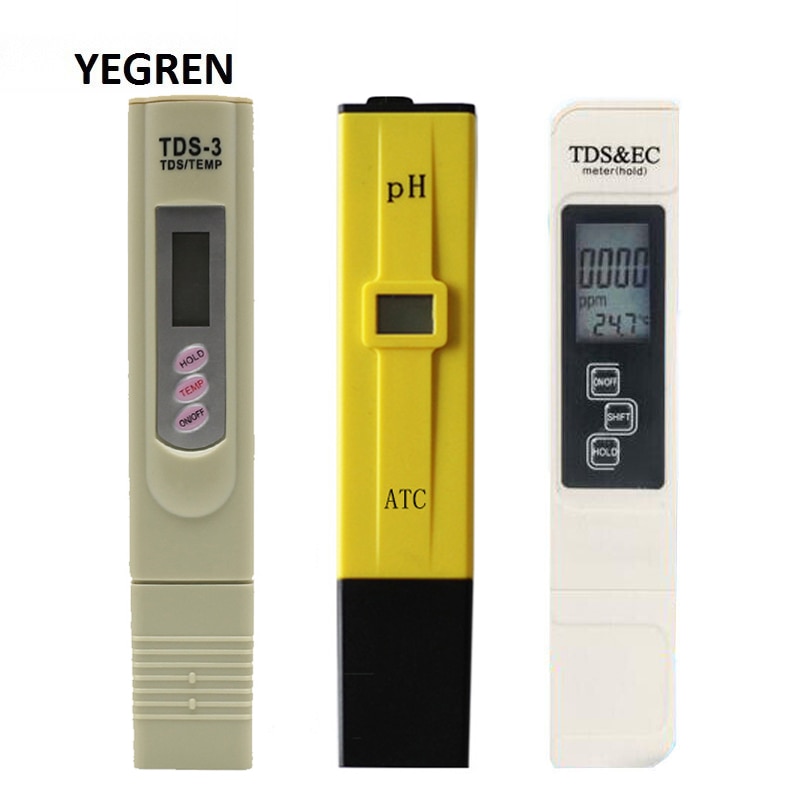 3 ensemble de Test de de l'eau numérique Portable TDS mètre 0-14 testeur de PH EC mesure de conductivité stylo outil de Test de pureté de l'eau potable