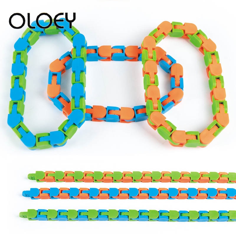 Tangles Fidget Tiys Colorful Puzzle Sensory Tracks Snap Finger Toy 24 Bicycle Chain Track Pressure Relief Toy