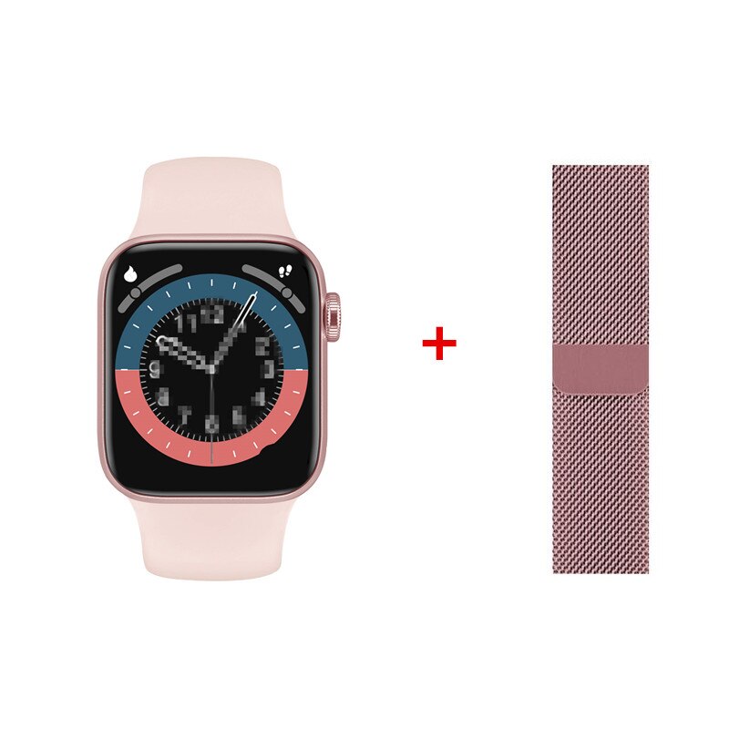 Original MD28 IWO 13 PRO Smart Uhr 1.75 “HD Bluetooth Anrufe Herz-Monitor-Sport Modi PK W46 W56 FK88 W26 + Smartwatch: rose add steel