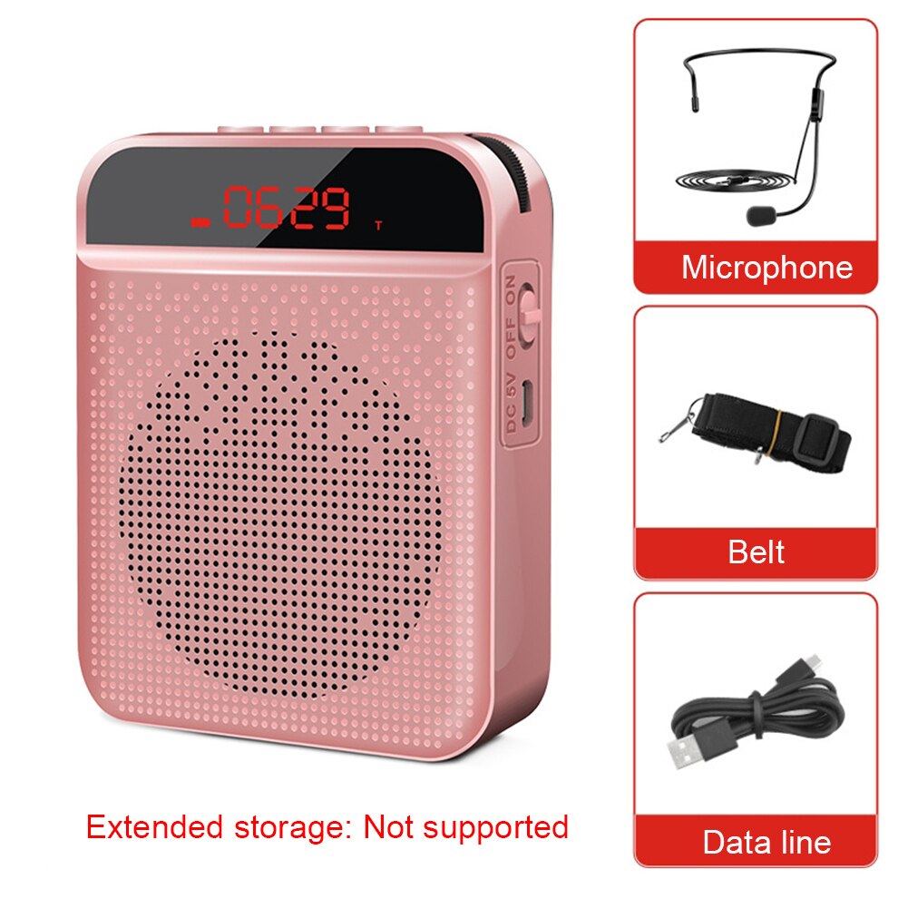 Travel Training Teaching Loudspeaker With Microphone For Teachers Outdoor Portable Bluetooth Voice Amplifier Multifunction Wired: Rose Gold