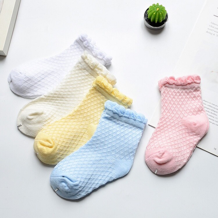 AiKway 5 pairs /lot Boys Girls Socks Cotton Lace Socks Mouth Candy Color Infant Socks Mesh Baby Breathable Socks: girl B / 24M