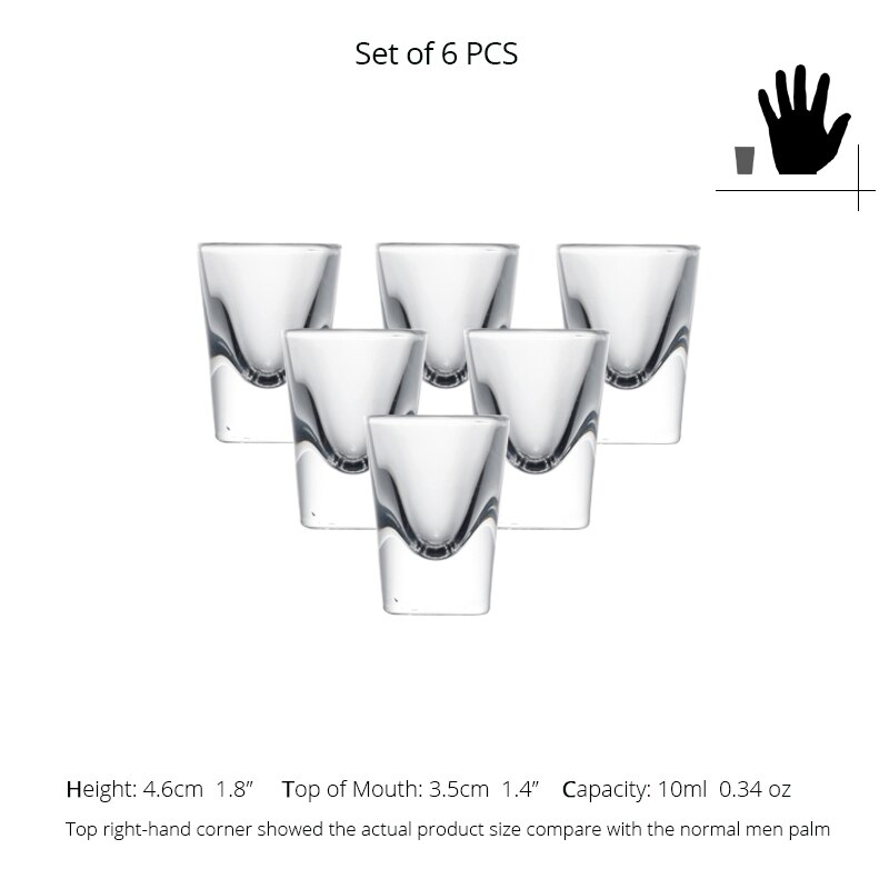 6 Pack Machine Made Lead Free Glass Shot Glasses Set for Vokda Liquor Baijiu Glass Friends Party Wedding Bar Tools: 10ML ST104