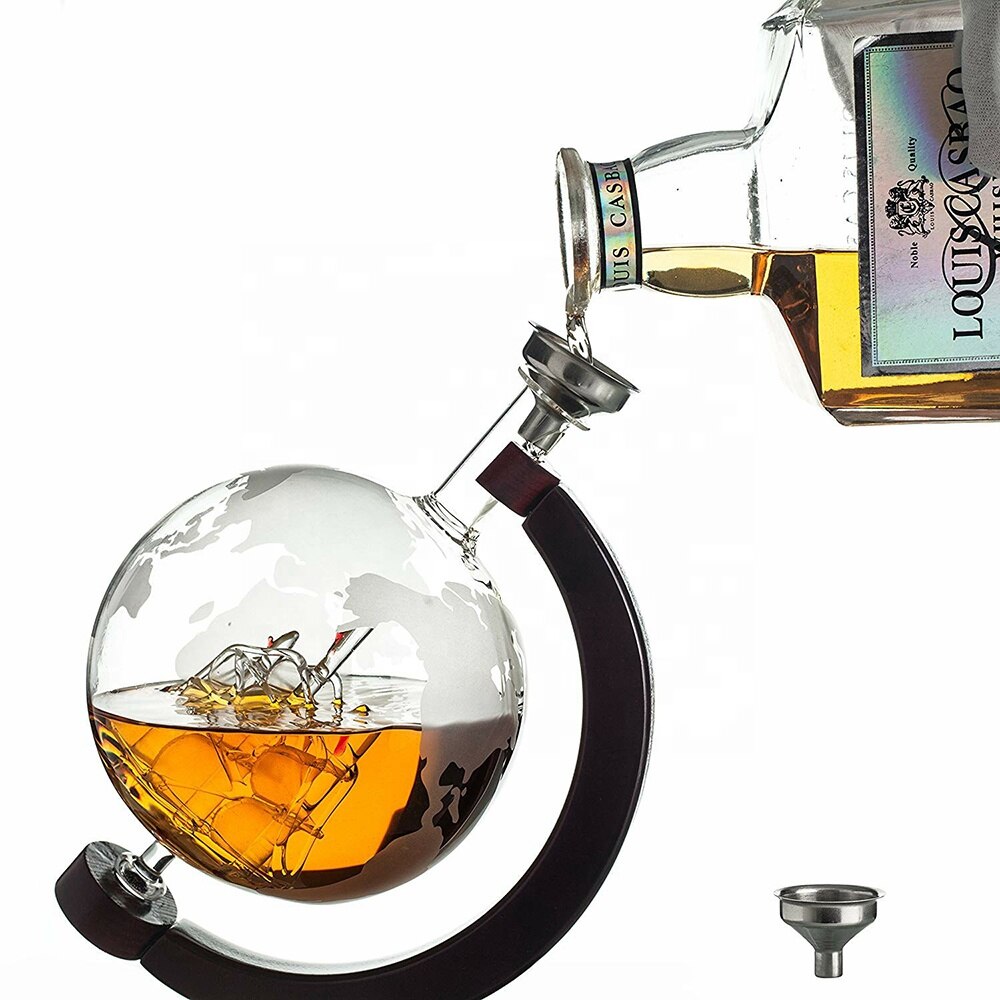 Whisky Globe Decanter Glas Wijn Decanter Geëtst Globe Decanter Set Voor Bar
