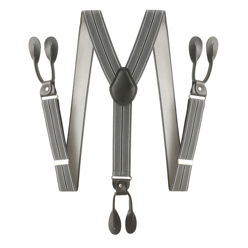 Bretelle Vintage ▾ da uomo di larghezza 3,5 cm con estremità a bottone in pelle PU nera rifinita con retrò a Y, bretelle elastiche regolabili per pantaloni, cintura