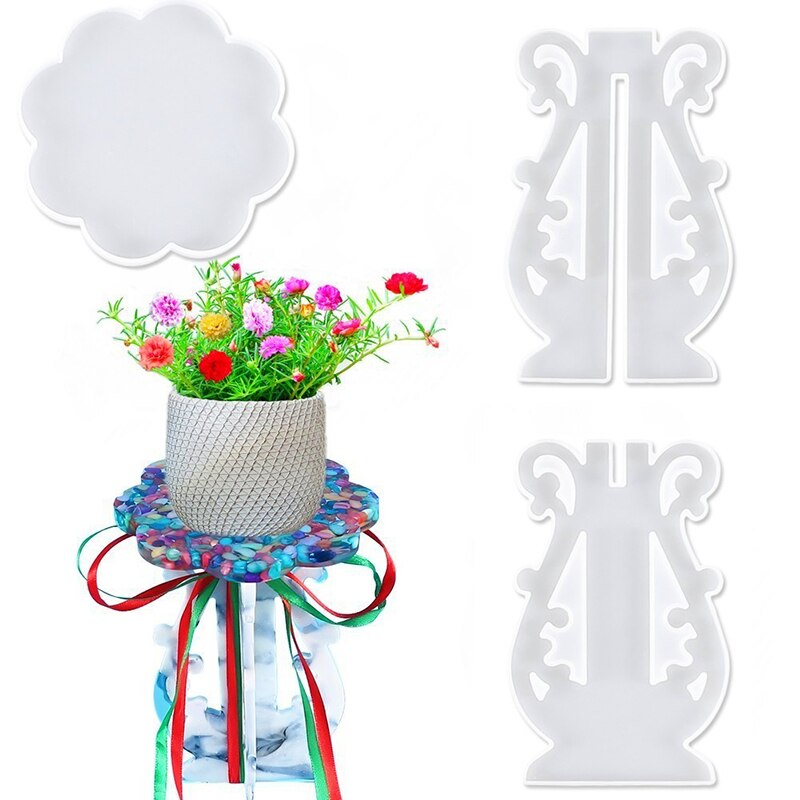 Potted Plant Stand Resin Silicone Mold Flower Pot Rack Resin Casting Mold Vase Plant Stand Resin Epoxy Making Tool