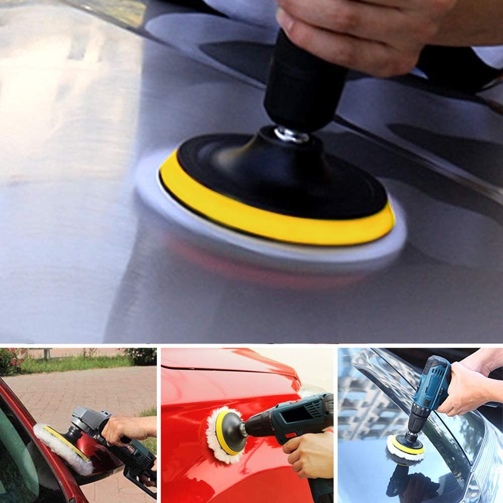 Almohadillas de esponja para pulir taladro de 5 y 3 pulgadas, Kit de almohadillas de lana para pulir el coche, lijado, encerado, sellado, esmalte, 20 Uds.