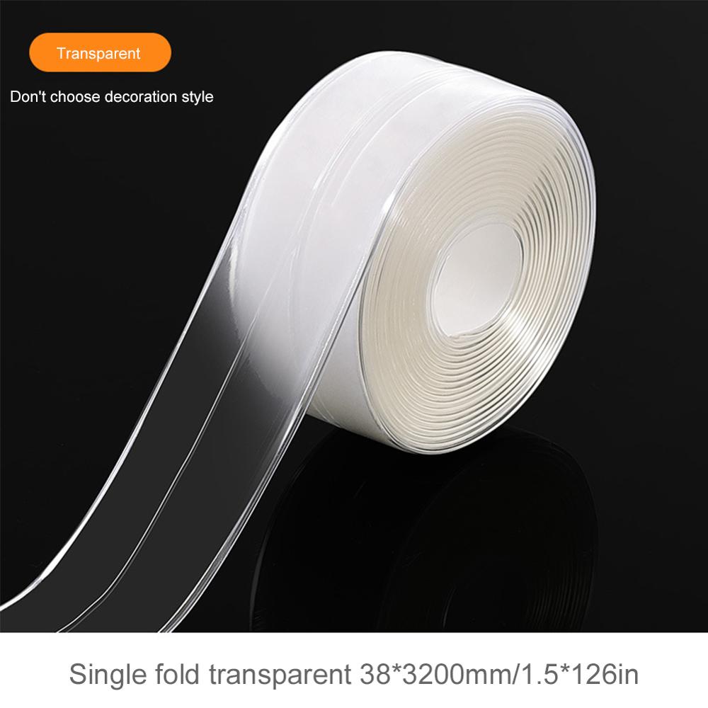 Aanrecht Waterdichte Meeldauw Sterke Zelfklevende Transparante Tape Badkamer Badkamer Kloof Strip Zwembad Water Seal 320Cm: Transparent
