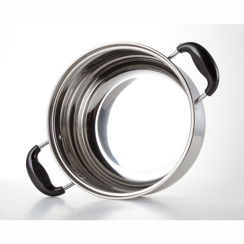 Stainless steel soup pot double bottom thickening double ear arc Korean electric cooker pearl milk pot