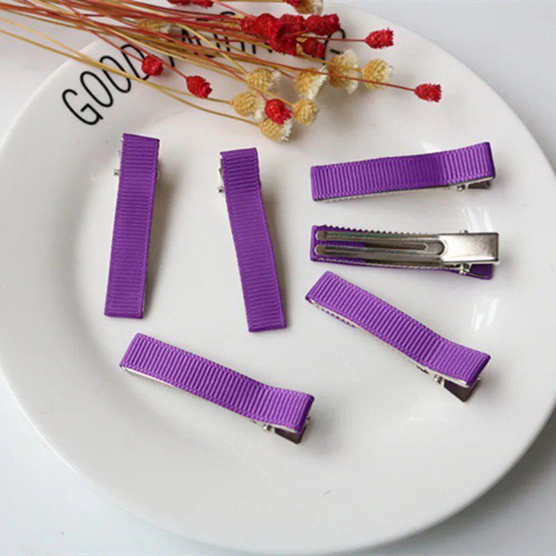 20 sztuk/partia 5cm ryps wstążka pokryte pokryte aligator spinki do włosów podwójne Prong szpilka baza dla DIY dziewczyny dziecko dzieci łuki szpilka: Dark purple