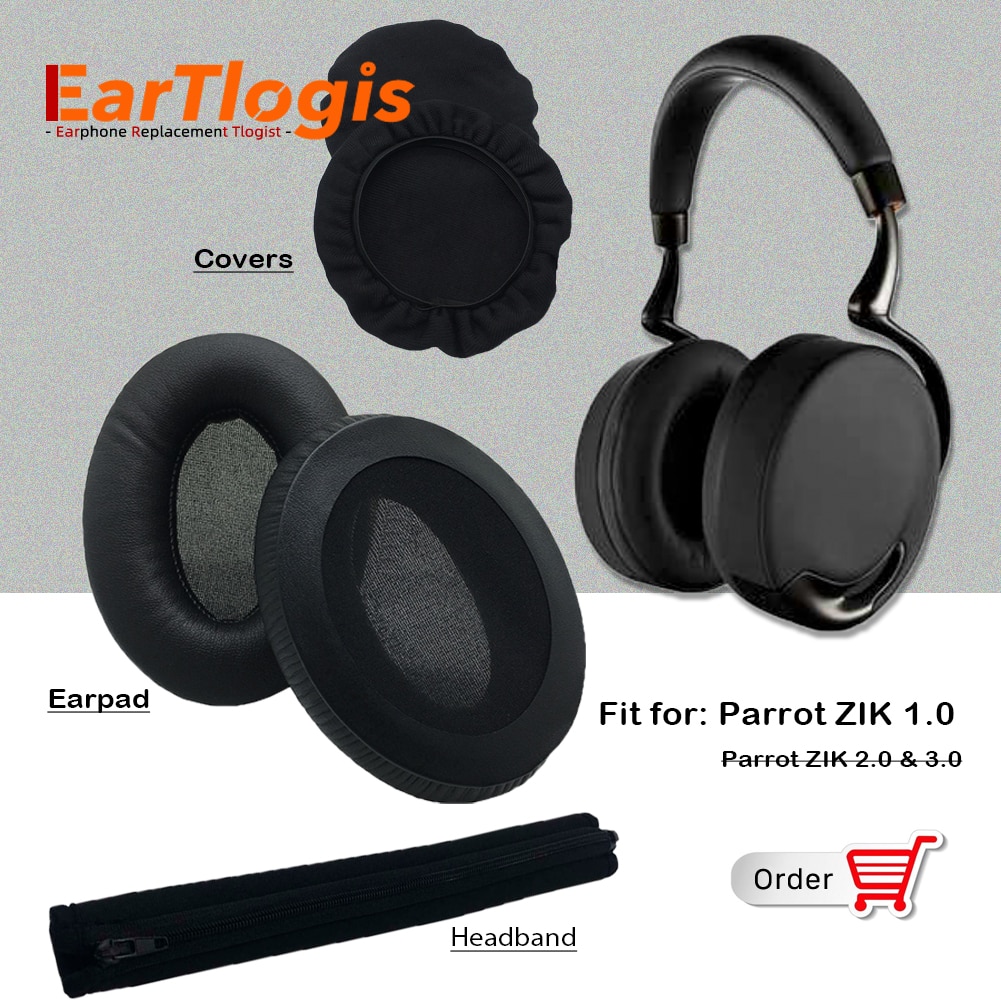 Eartlogis reservdelar till papegoja zik 1.0 headset öronkuddar öronkåpa stretch överdrag kuddar kudde stötfångare pannband ärm