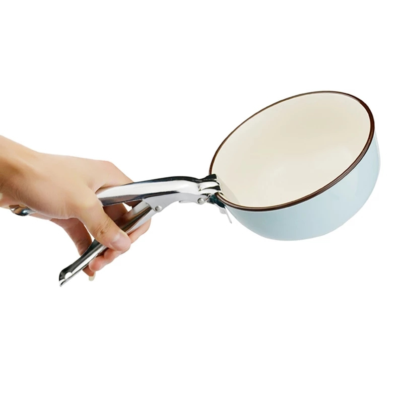 Stainless Steel Pan Clamp Kitchen Anti Plate Pan Clamp Clip Bowl Holder Dish Clamp Silicone Handle Kitchen Tool