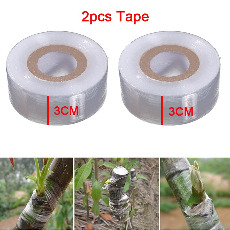 Pe podningstape film selvklæbende bærbar have træplanter kimplanter podning forsyninger strækbar miljøvenlig: 2 stk hvid film 3cm