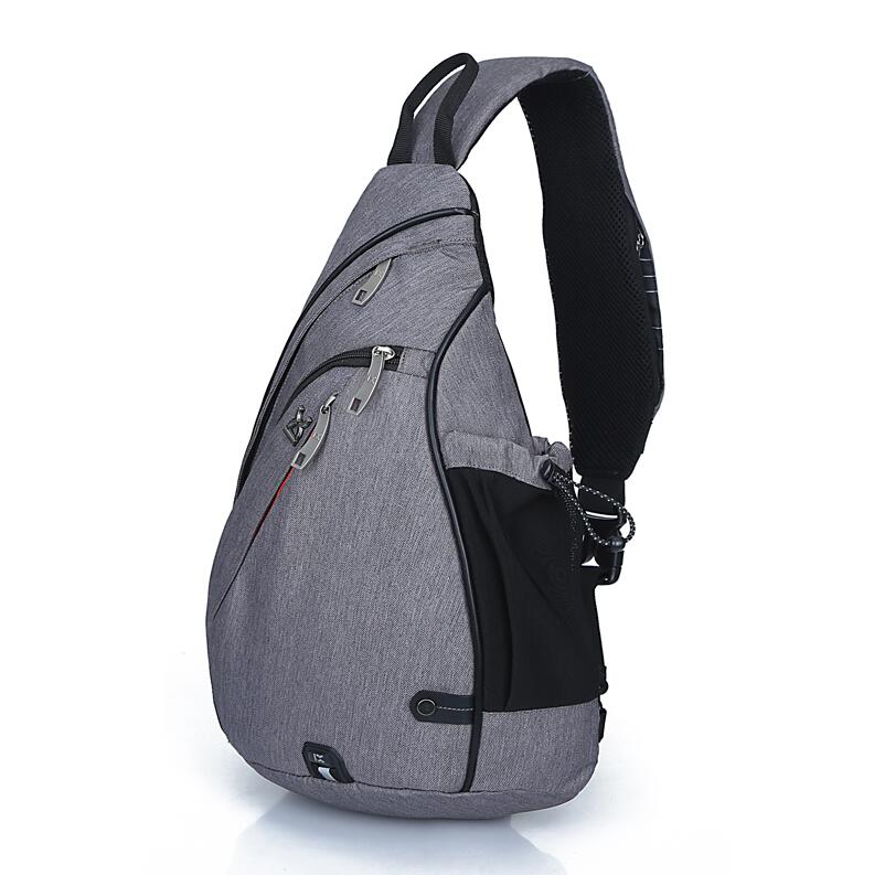 Brand Large Capacity Male Chest Bag Nylon Men School Bags Modern Shoulder Bag Unisex Crossbody Bags Messenger Pack: Dark Grey