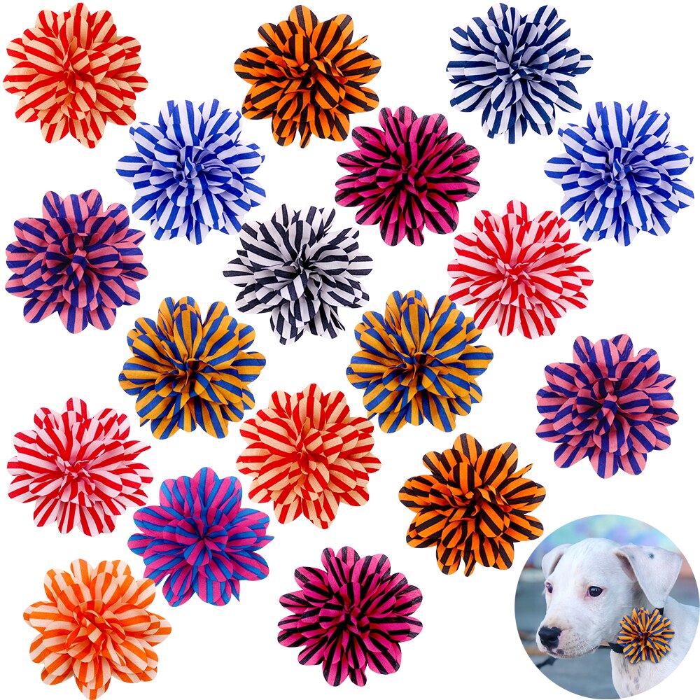 Gros nœud papillon à rayures pour chien, 8cm, 50/100 pièces, accessoires pour animaux de compagnie, meilleure , Yorkshire Terrier: 1 / 100 PCS