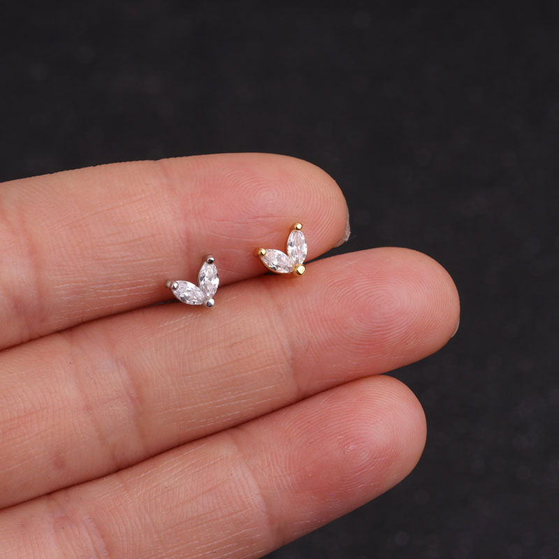 1PC 316 Stainless Steel Mini Zircon Cartilage Piercing Stud Earring For Women Helix Tragus Piercing women's Body Jewelry