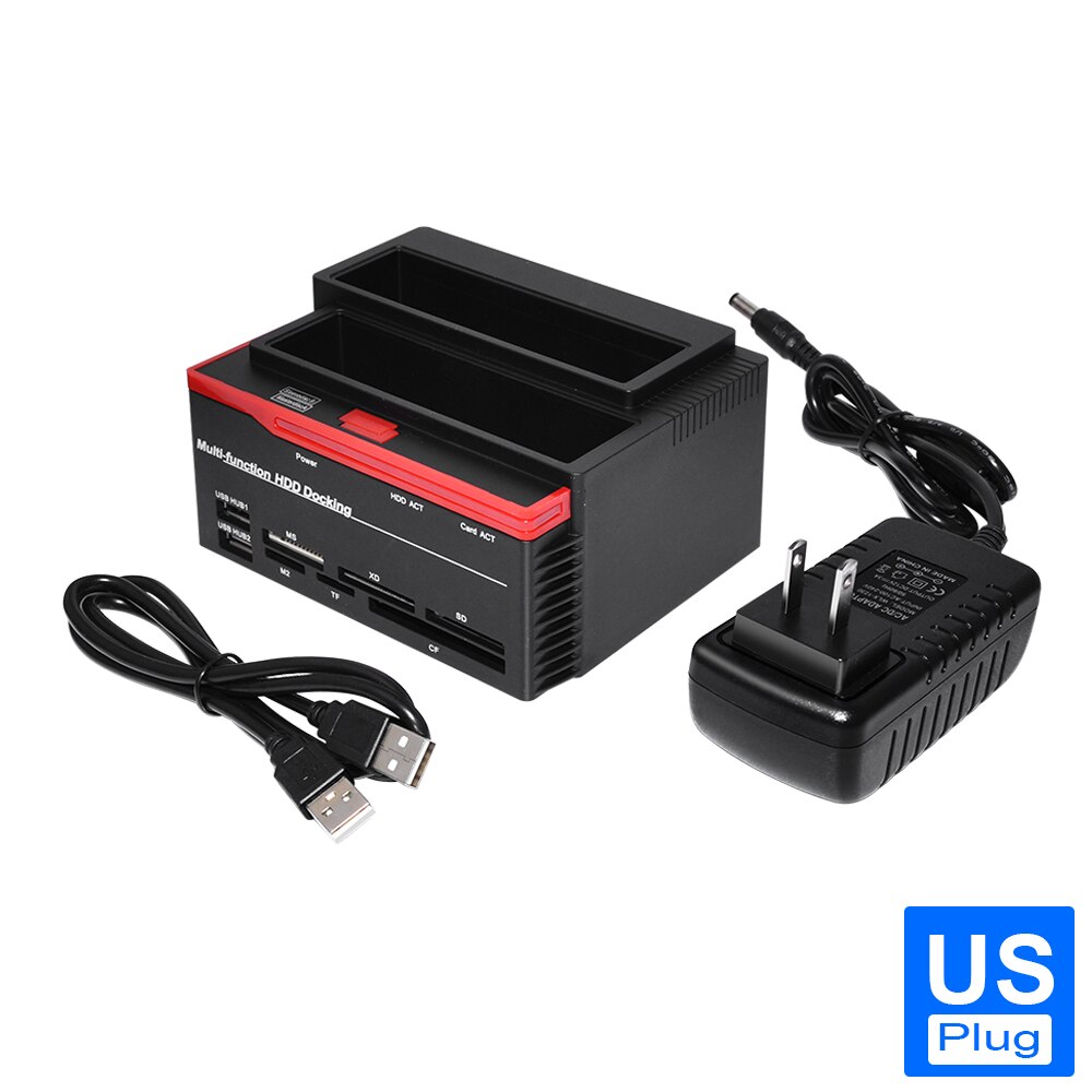 DeepFox 2.5/3.5 "SATA IDE HDD Docking Station Clone HDD Custodia USB 2 Porte USB 2.0 Tipo C Hub Lettore di schede MS/M2/XD/CF/SD/TF: Fucsia